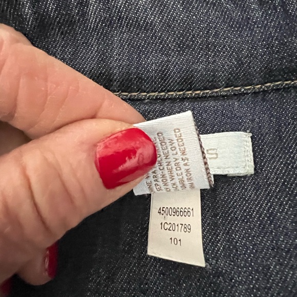 CHICO’S DENIM TRENCH JACKET CHICO SIZE 2=SIZE 12-14 EUC OOS ON WEBSITE - Picture 9 of 9